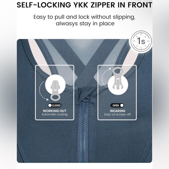 YVETTE Power Cross Racerback Running Bra Plus Size 4XL Dark Gray - Picture 5 of 7